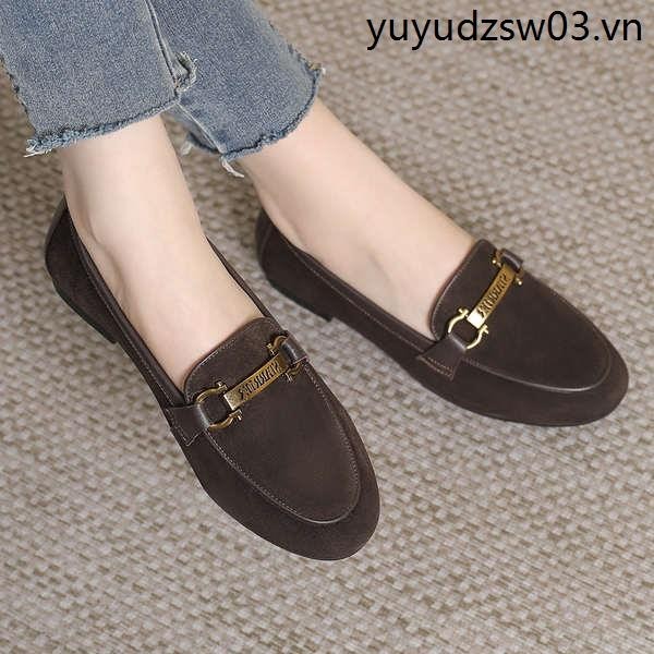 Mùa Xuân Thu Phong Cách Mới Loafers Da Cừu Giày Da Slip-On Giày Nữ Đế Bằng Trung Niên Giày Mềm Mại Phù Hợp @ -