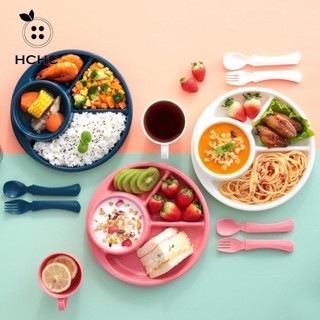 Khay phục vụ ngăn, 4 lưới đĩa chia bữa tối phong cách nhật bản, bộ đồ ăn nhựa tròn chống rơi đĩa ăn sáng giảm béo