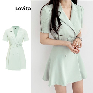 Đầm Lovito có thắt lưng màu trơn phong cách thanh lịch cho nữ L83EN211