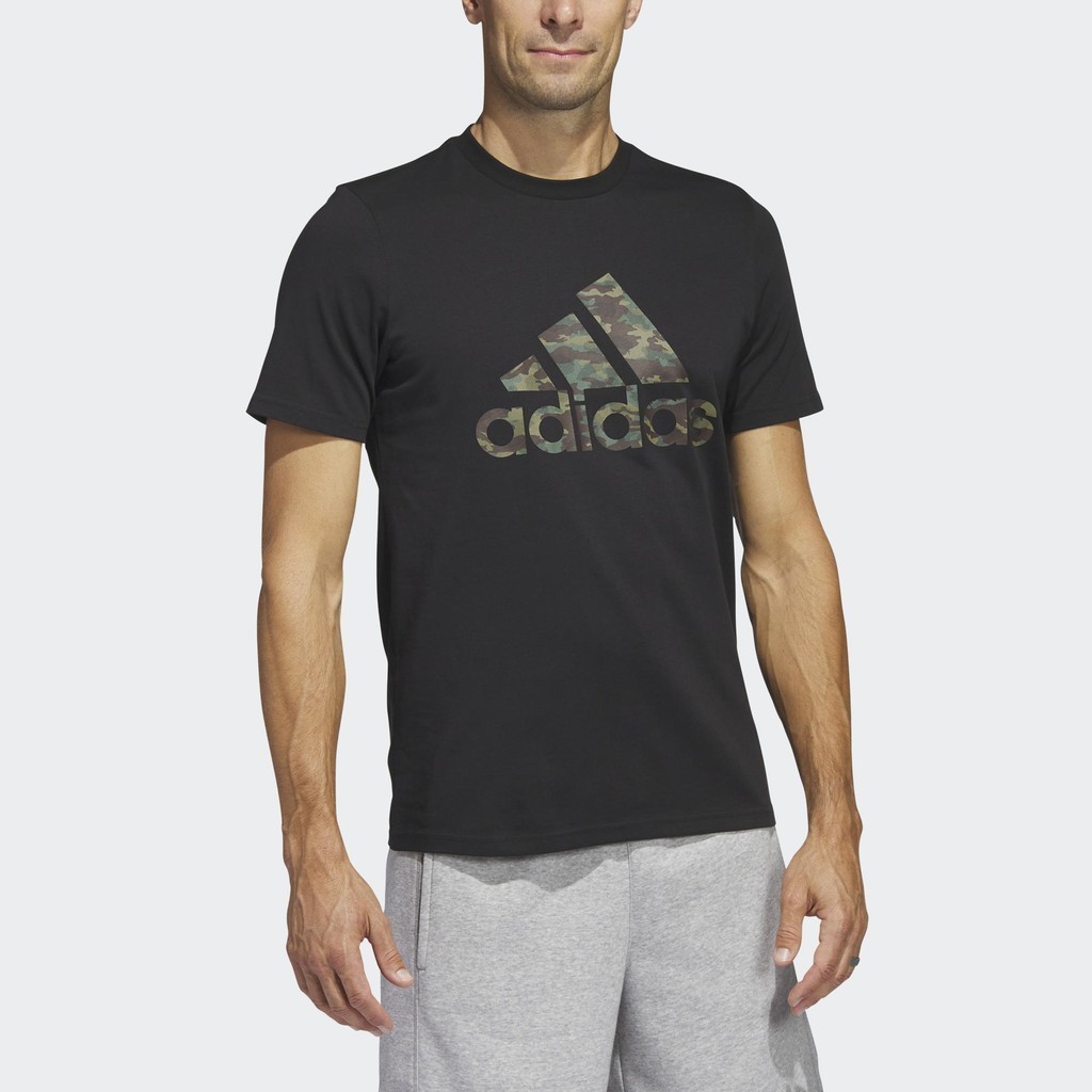 adidas Phong cách sống Áo Thun Ngắn Tay Rằn Ri Nam Đen HS3215