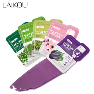 Mặt nạ bùn LAIKOU Mặt nạ đất sét Sakura Matcha Cà tím Cây trà Đậu xanh Kiểm soát dầu Làm sạch sâu Làm trắng da Chăm sóc da mặt