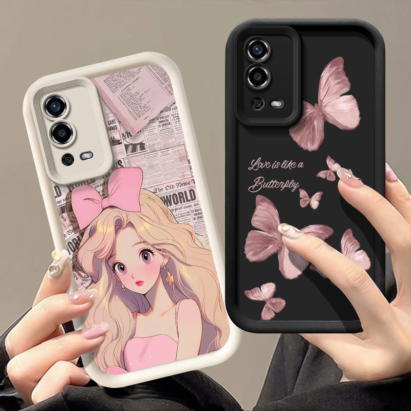Hoạt Hình Hoạt Hình Silicon Mềm Bìa Graffiti Ốp Lưng Mắt Thiên Thần Ốp Lưng Điện Thoại Thích Hợp Cho OPPO A55 4G