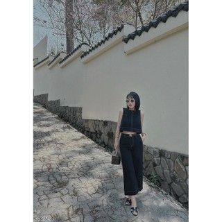 Set sn denim quần suông Louis.H