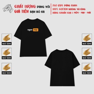 Áo phông tay lỡ chữ NGON HÚP áo phông unisex dày mịn mát áo loacl brand hài hước áo thun nữ HAV002