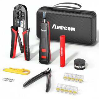 Ampcom rj45 crimping tool, bộ công cụ mạng cho cat5e cat6, cáp ethernet di động 7 trong 1 rj45 / rj11 crimper kit có vỏ mềm