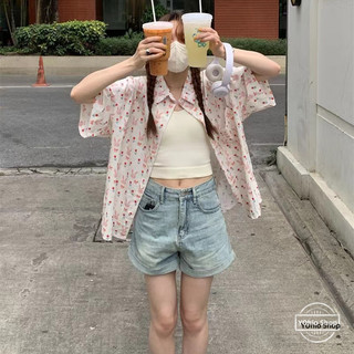 Plus Size Nữ In Hình Thỏ Chống Nắng Áo Sơ Mi Tay Ngắn Rời