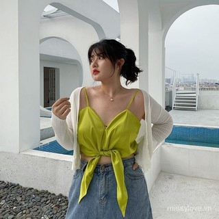 Sling Nữ Quấn Ngực Kỳ Nghỉ Phong Cách Áo Nơ Kích Thước Lớn Gợi Cảm Mùa Hè Hyuna Phong Cách Top Đĩa Phong Cách Mới Béo mm L4SX