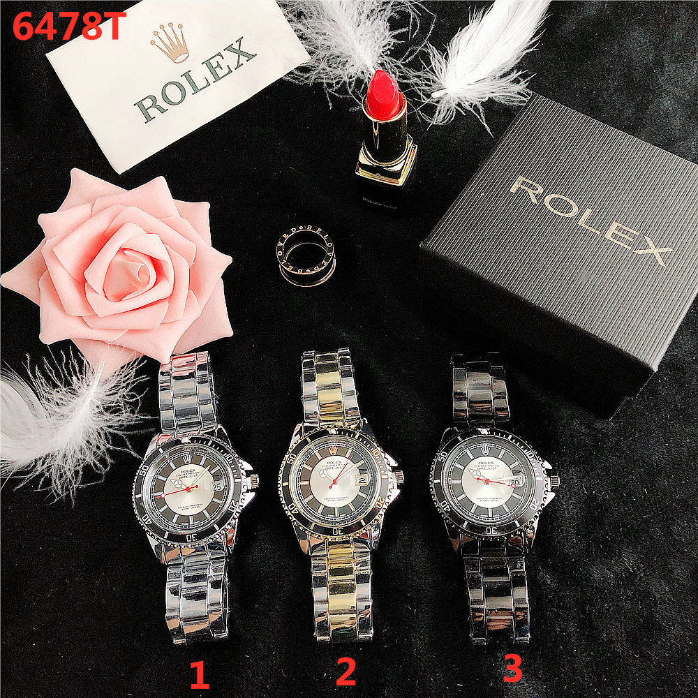 Đồng hồ nam thời trang sang trọng Rolex Đồng hồ đeo tay nam thể thao kinh doanh Đồng hồ đeo tay nam mặt tròn thông thường Dây da bằng thép không gỉ