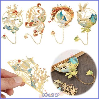 Kẹp đánh dấu sách bằng đồng thau phối dây tua rua phong cách cổ điển cho học sinh/văn phòng