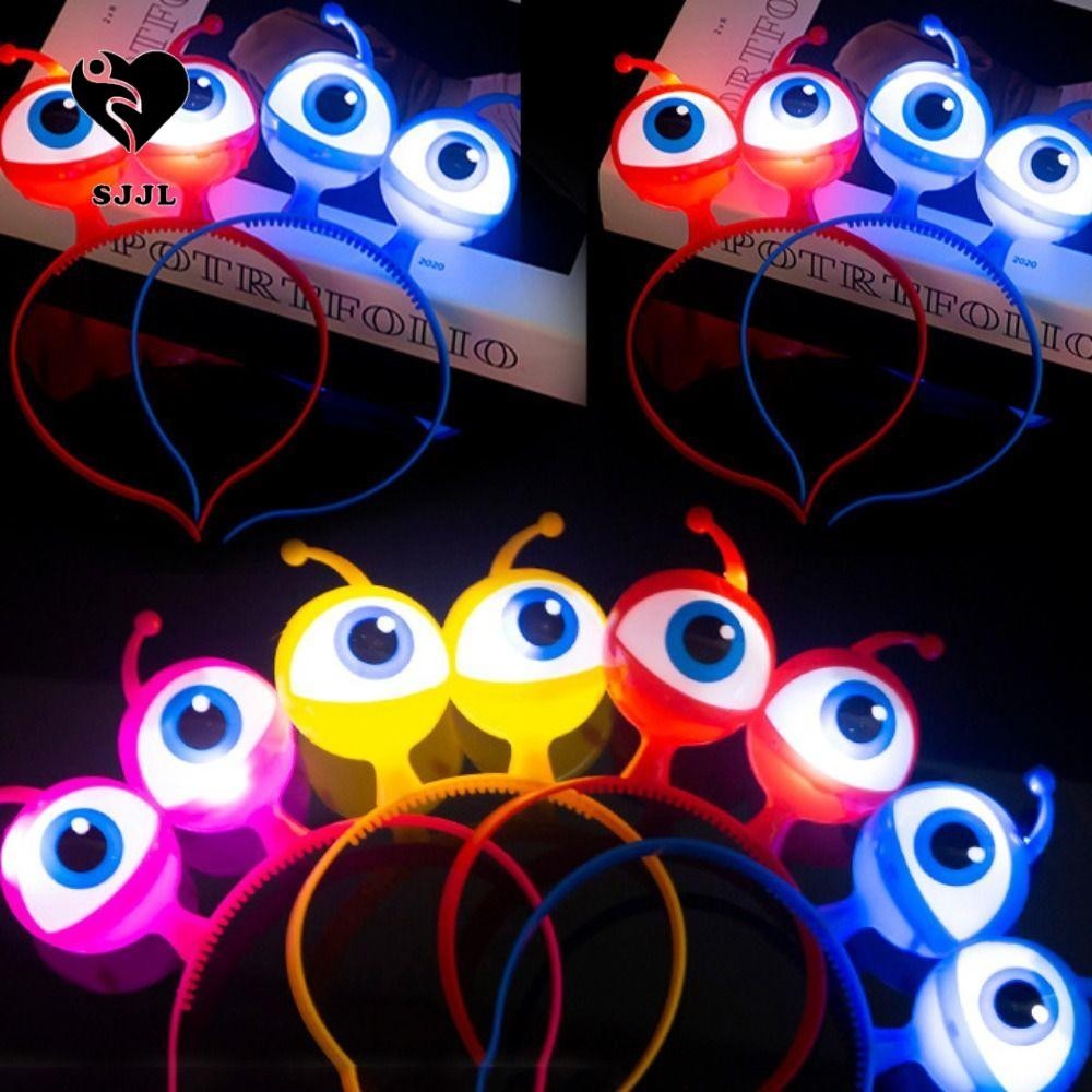 Sjjl Alien Eyeball LED Hair Hoop, Đèn LED Nhiều Màu Sắc LED Phát Sáng Băng Đô, Băng Đô Người Ngoài Hành Tinh Hoa Văn Mắt Nhựa Nhấp Nháy Đầu Người Lớn