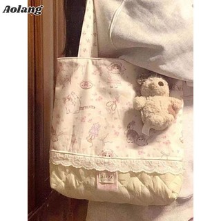 Túi vải Aolang, mèo con phong cách rừng, hoa, sức chứa lớn, giải trí thích hợp, đi lại, túi đeo vai cầm tay dễ thương
