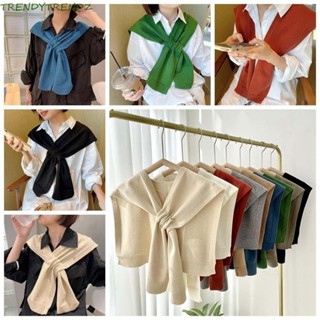 Khăn choàng dệt kim TRENDYTRENDZ, Áo đeo vai cổ giả chống nắng Khăn màu trơn, Phụ kiện khăn choàng cổ điển Áo choàng len mùa thu đông