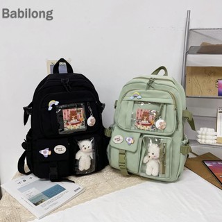 Ba lô nữ dễ thương Túi đựng sách nhiều túi Nylon dành cho nữ