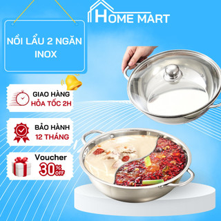 Nồi lẩu 2 ngăn chất liệu inox 304 cao cấp chống gỉ chống khê dùng cho mọi loại bếp