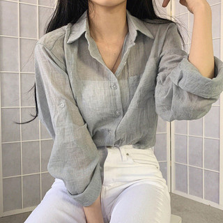 Áo sơ mi chống nắng mùa hè sang trọng Hàn Quốc dài tay thoáng khí Áo mỏng