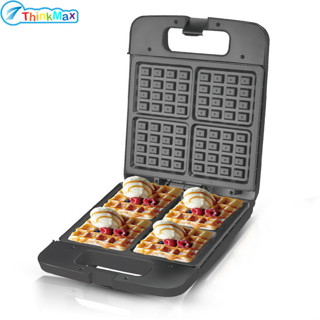 Máy làm bánh quế cổ điển, Bộ ăn sáng bề mặt chống dính, Máy làm bánh quế sắt, 4 khay bánh quế, Bánh quế vuông 1400W 4 lát