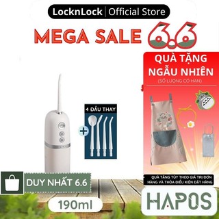 Máy tăm nước Lock&Lock 190ml Chính hãng kèm túi, 3 loại đầu tăm chuẩn nha khoa ENR146WHT - HAPOS MALL OFFICIAL