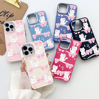 Ốp điện thoại mềm hình mèo dễ thương có nơ Tương thích với IPhone 12 11 15 14 13 Pro XS Max X XR 8 Plus 7 + Vỏ TPU Nút độc lập Bảo vệ vỏ chống sốc Bảo vệ Camera