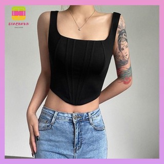 Áo crop top diachavn 2023 áo crop top không tay hở lưng bó sát