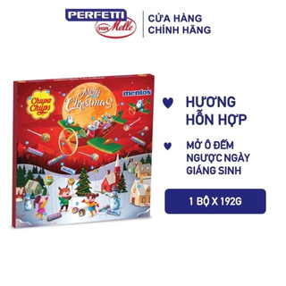 Hộp kẹo bộ lịch giáng sinh mini chupa chups và mini mentos 192g