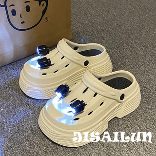 JISAILUN  dép cross đế cao dép nữ dép đi biển Chống Trượt Lịch lãm Lót êm ái Bảnh bao Cổ điển FBT2460F0T 25Z240620