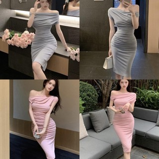 Đầm Bodycon Xếp Ly Ngoài Vai Phù Hợp Với Mini Đầm Nữ Tay Ngắn Bodycon V9N6