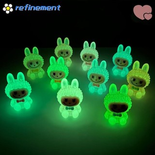 Refilinement Mini Labububu Đồ trang trí, Microlandscape phát sáng trong bóng tối bằng nhựa, Trang trí nội thất Phim hoạt hình Làm vườn Các bức tượng nhỏ