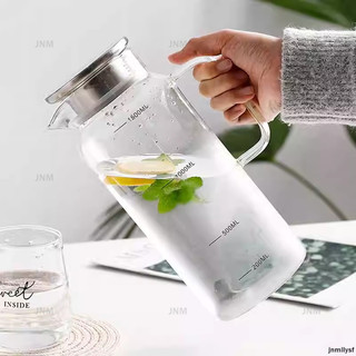 Bắc âu 1.5l / 2l bình nước thủy tinh chịu nhiệt ấm trà thủy tinh trong suốt ấm siêu tốc nước trái cây nhà bình bình có cân