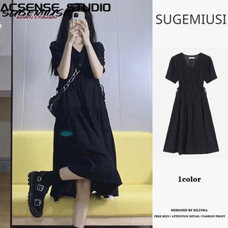 Váy mini màu đen ACSENSE STUDIO, phong cách Hepburn cao cấp