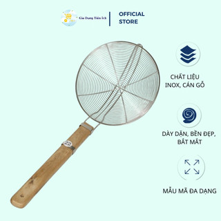 Vợt Lưới Vớt Thức Ăn Bằng Inox, Vợt Vòng Cán Gỗ Đủ Size Chịu Nhiệt, Vệ Sinh, Tiện Dụng Mta-Mart2