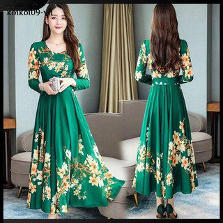 Huayuzhi Vòng Tay Tròn Cổ Dài In Hình Hoa size Lớn Cho Nữ