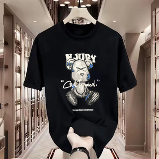 Áo thun gấu hoạt hình Áo thun ngắn tay cổ tròn Cotton Áo thun gấu hoạt hình mềm mại và thoải mái Áo thun Cotton đơn giản và thời trang [M-5XL]