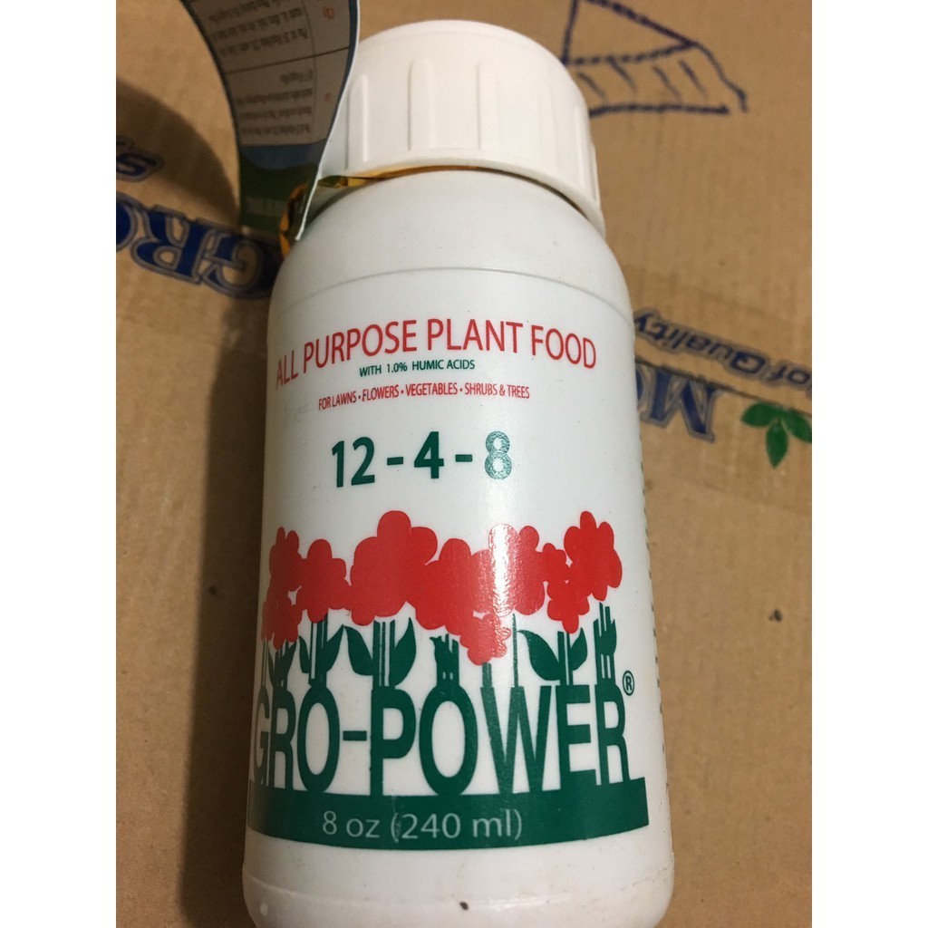 Phân Gro Power 12-4-8 nhập khẩu của Mỹ lọ 240 ml