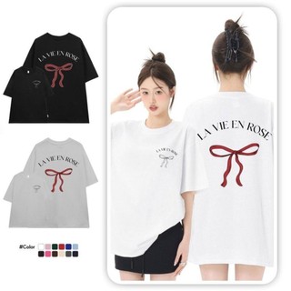 Thương hiệu địa phương Áo thun unisex phong cách hàn quốc nơ tay ngắn cổ tròn áo thun vải mát mẻ in hỗn hợp mặc đường phố cho bé gái xu hướng nóng 2024