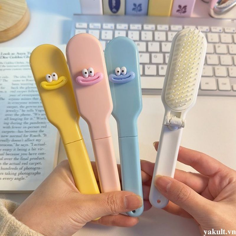 🎀 yakult 🎀Lược gấp hoạt hình dễ thương Ký túc xá sinh viên Lược di động dành cho nữ Lược nhà