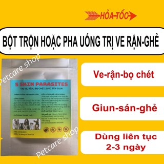 (Mua 5 tặng 1) Bột Trộn Thức Ăn Hoặc Pha Nước Uống Trị Ve-Rận-Bọ Chét-Ghẻ Chó Mèo