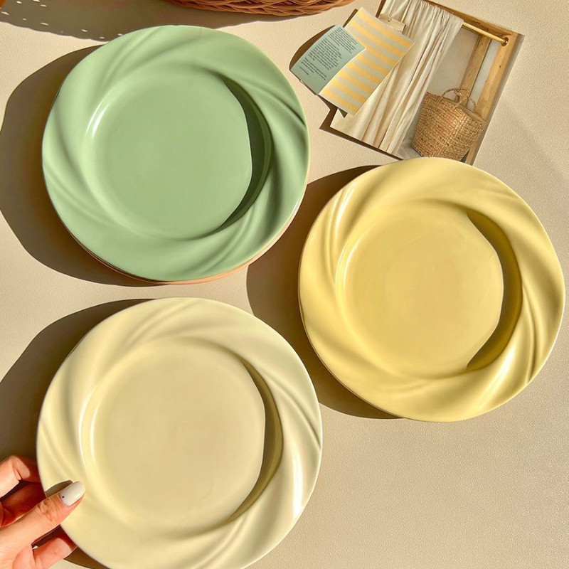 Đĩa Đơn Giản Thực Phẩm Phương Tây Đĩa Nhựa Pasta Đĩa Tráng Miệng Hộ Gia Đình Salad Đĩa