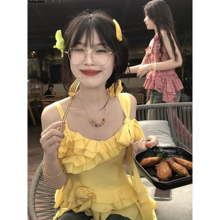 TIANLEYU áo croptop Áo 2 dây áo ba lỗ Thời trang hàn quốc Gợi cảm thanh lịch Thông thường độc đáo WBX2440K8S 15Z240411