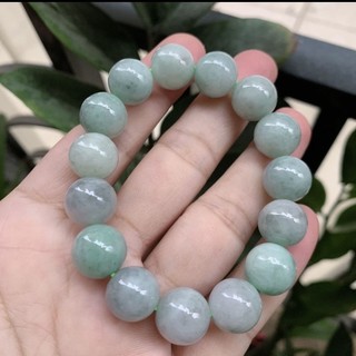 Vòng tay Phỉ  thuý xanh nhạt / Jadeite / Vòng tay hạt tròn tự nhiên / Quà tặng