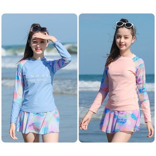 Bộ đồ bơi bé gái, bộ bơi bé gái dài tay kín đáo quần đùi kèm váy size đại Sunday .