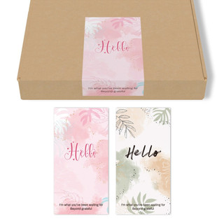 Tập 50 tem, Sticker dán trang trí, niêm phong decal Hello 5x10cm TE58 hộp túi quà thông điệp xin chào hóa tiết
