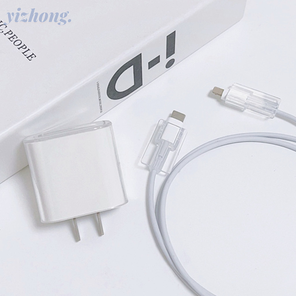 Bộ sạc cho iPhone 18W / 20W Bộ bảo vệ sạc 3 chiếc Bộ dây dữ liệu Laser Quấn xoắn ốc Cáp trong suốt đơn giản mới Vỏ mềm cắn để làm sáng Android Mirco-USB Type-C