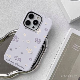 Ốp Điện Thoại Hoa Tím 2 Lớp Tương Thích iPhone11 12 13 14 15 12Promax 13Promax 14Pro 14Promax X XS XR VXOB