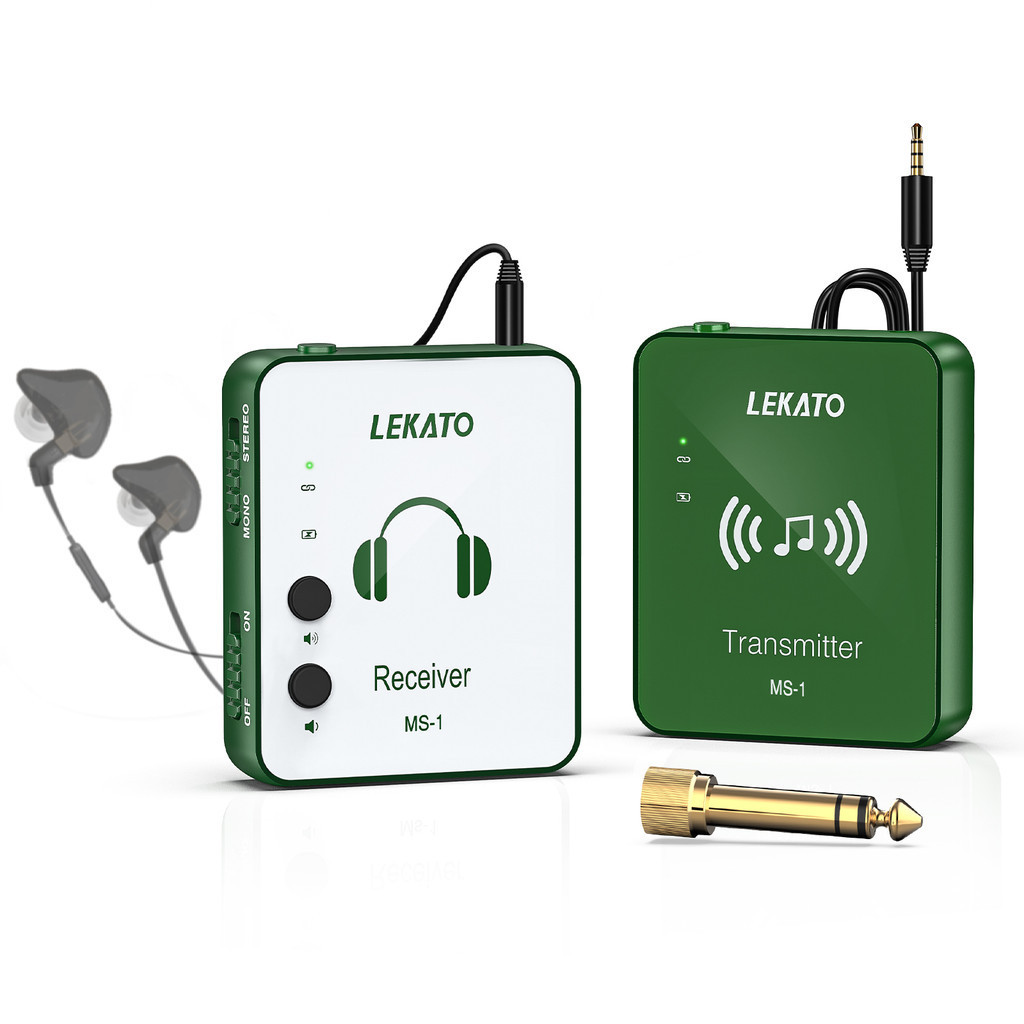 Hệ thống giám sát trong tai không dây IEM LEKATO MS-1 Độ trễ thấp âm thanh nổi 2.4G với bộ phát và bộ thu ghép nối tự động cho buổi diễn tập ban nhạc Studio Hiệu suất trực tiếp