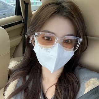 Phụ nữ Hàn Quốc Kính chống tia cực tím trong suốt Khung vuông Kính râm phân cực Kính râm thời trang màu đen