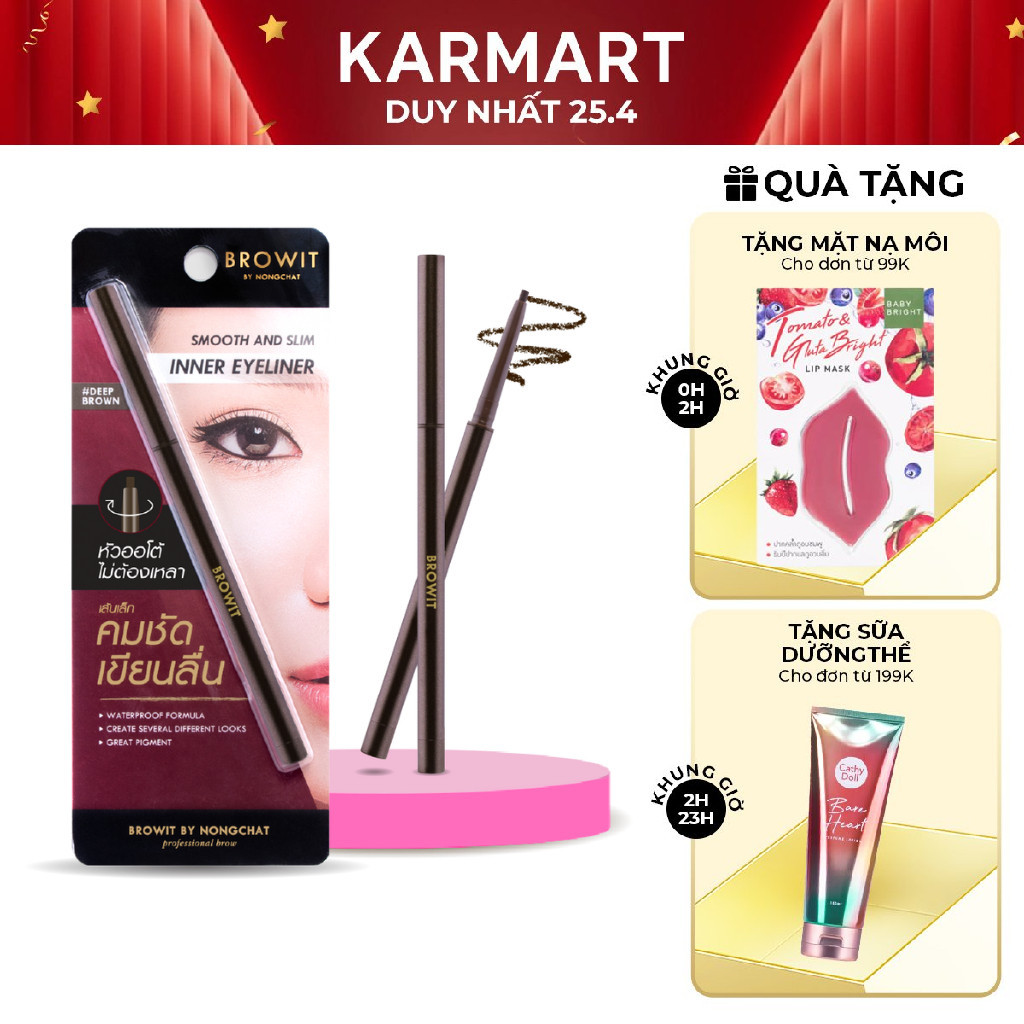 Kẻ Viền Mắt Trong Browit Chống Nước, Chì Kẻ Mắt Dạng Sáp Sắc Nét Smooth And Slim Inner Eyeliner 0.1g