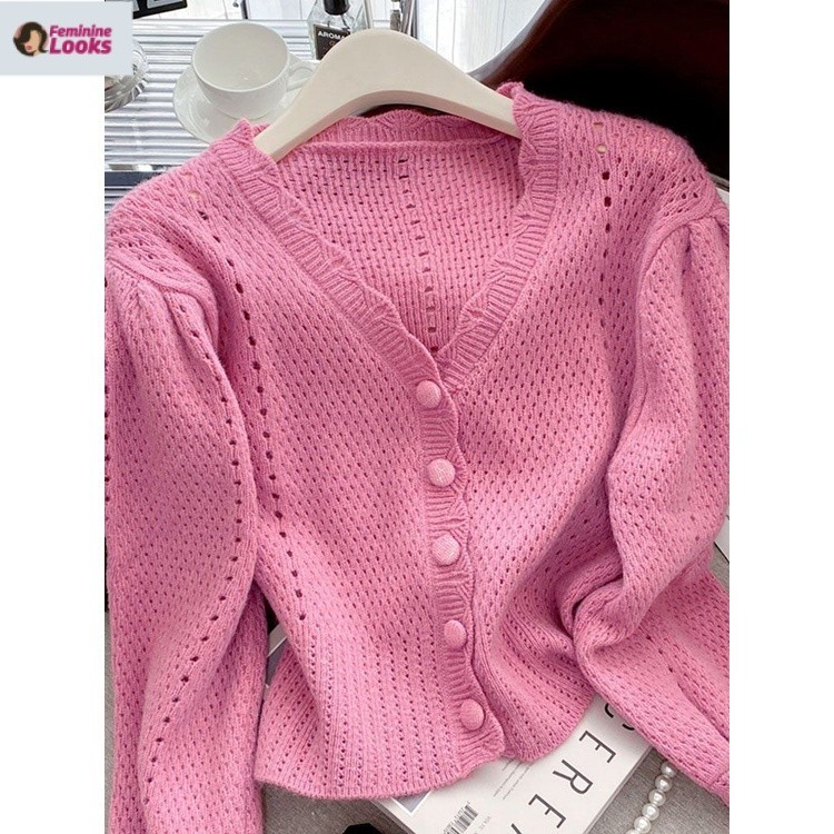 Áo Khoác cardigan Dệt Kim Lưng Cao Phong Cách Hàn Quốc