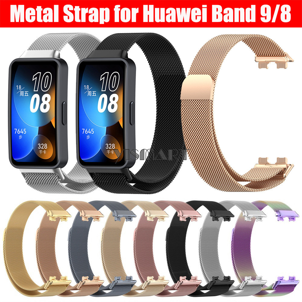 Dây đeo vòng kim loại cho Huawei Band 9 8 Dây đeo thay thế bằng thép không gỉ từ tính cho dây đeo cổ