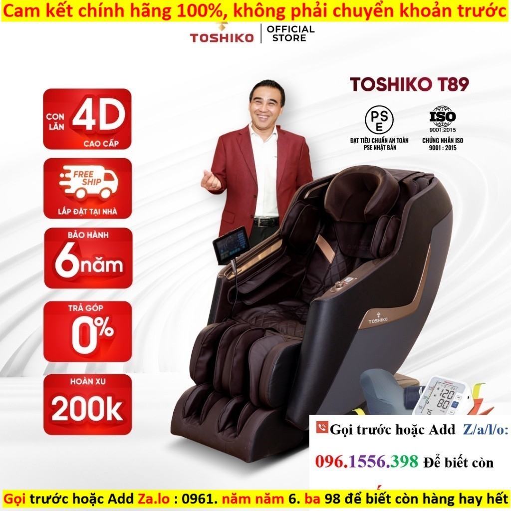 Ghế massage Toshiko T89 công nghệ con lăn massage 4D