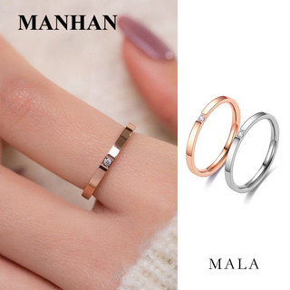 MAYEBE LAVEND Titanium Steel Ring, Rose Gold/Silver Set with Diamonds, Korean Style, Suitable for Couples